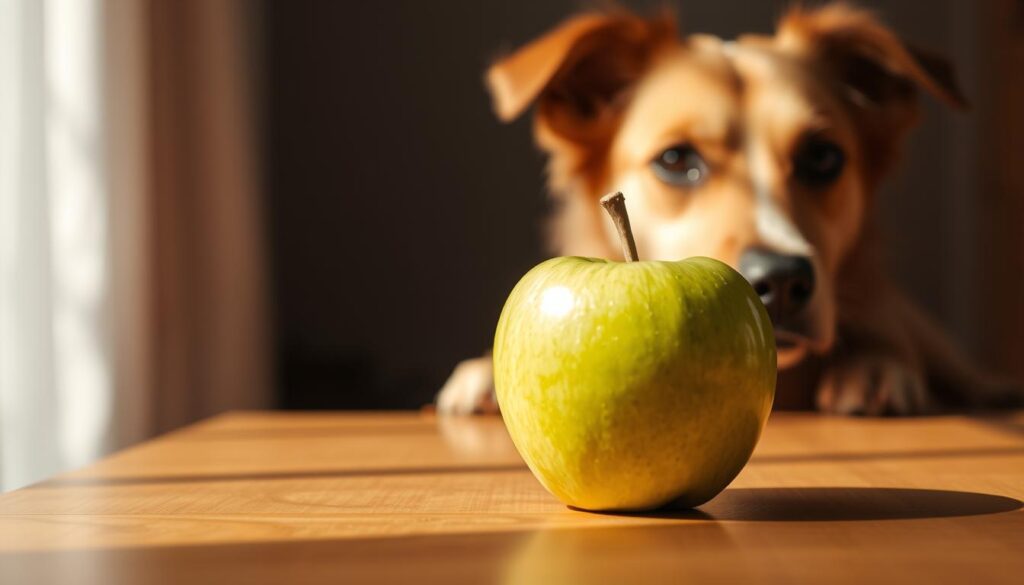 Dog nutrition caution with green apples Dog nutrition caution with green apples