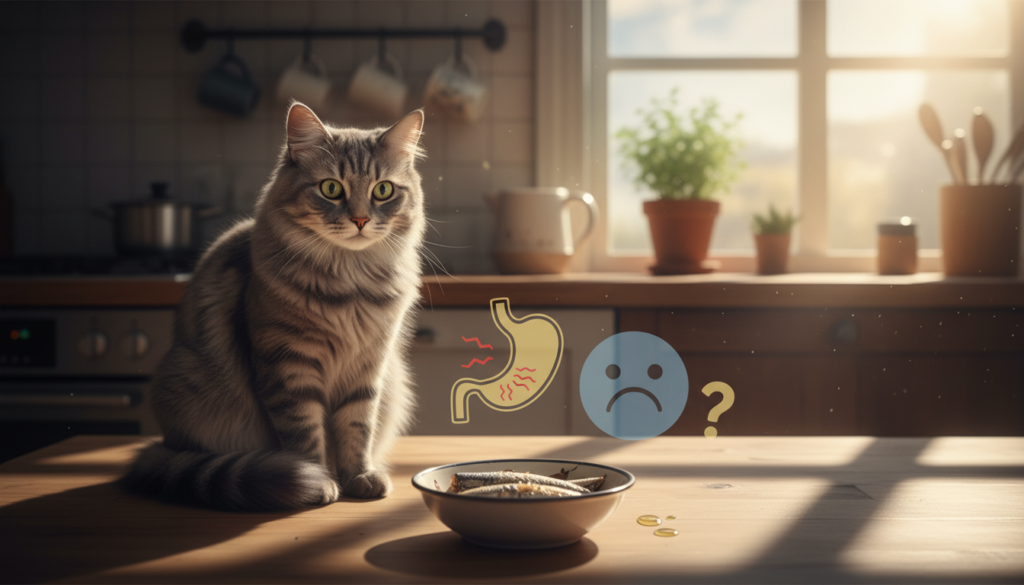 risks of sardines for cats and digestive problems