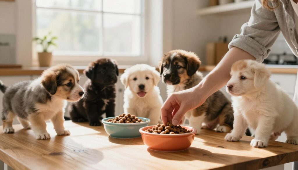 Feeding puppies on a consistent schedule for healthy growth and digestion