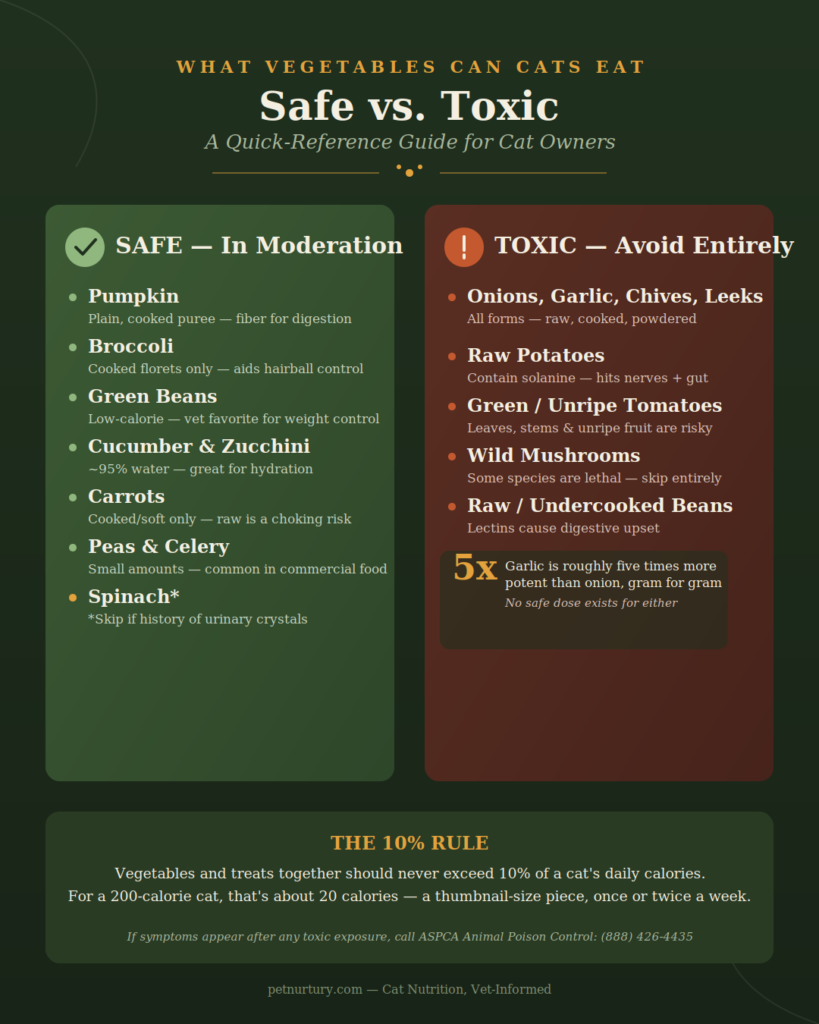 Safe vs Toxic Vegetables for Cats — Visual Quick Reference